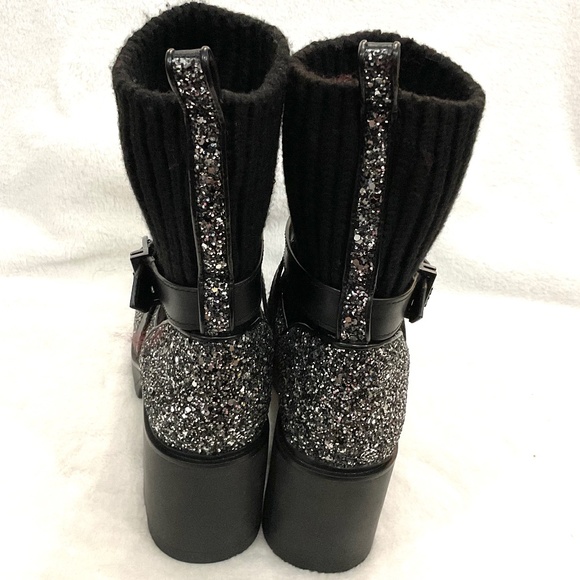 Michael Kors KEISHA Pull On Chunky Combat Lug Sole Buckled Sock Booties Sz 7.5 - Picture 6 of 16